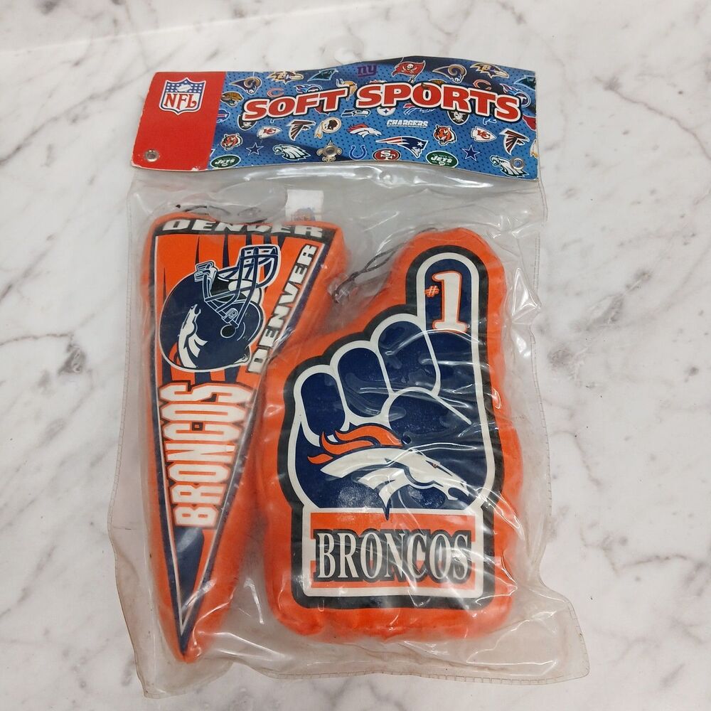 Vintage NFL Denver Broncos Plush #1 Foam Finger & Pennant